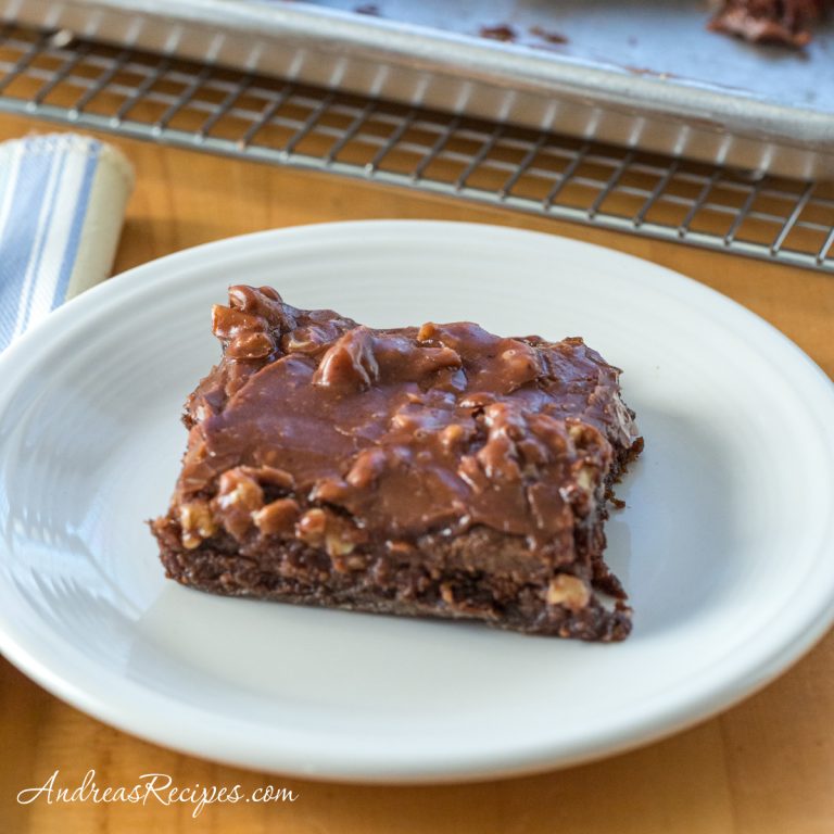 Mom's Retro Chocolate Sheet Cake (aka Texas Sheet Cake) - Andrea Meyers