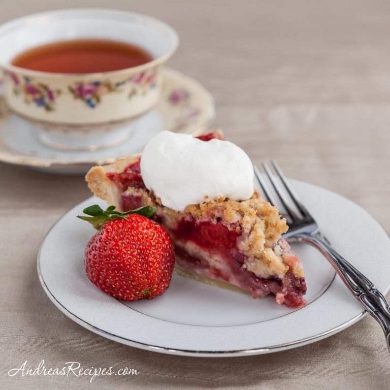 Strawberry Pie with Crumb Topping and Almond Whipped Cream - Andrea Meyers