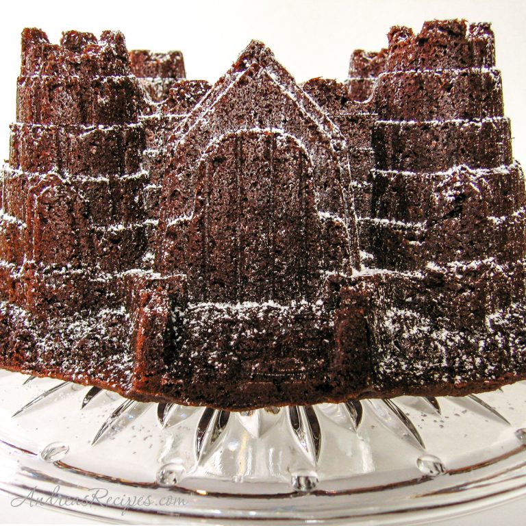 Chocolate Birthday Cake in a castle Bundt pan - Andrea Meyers
