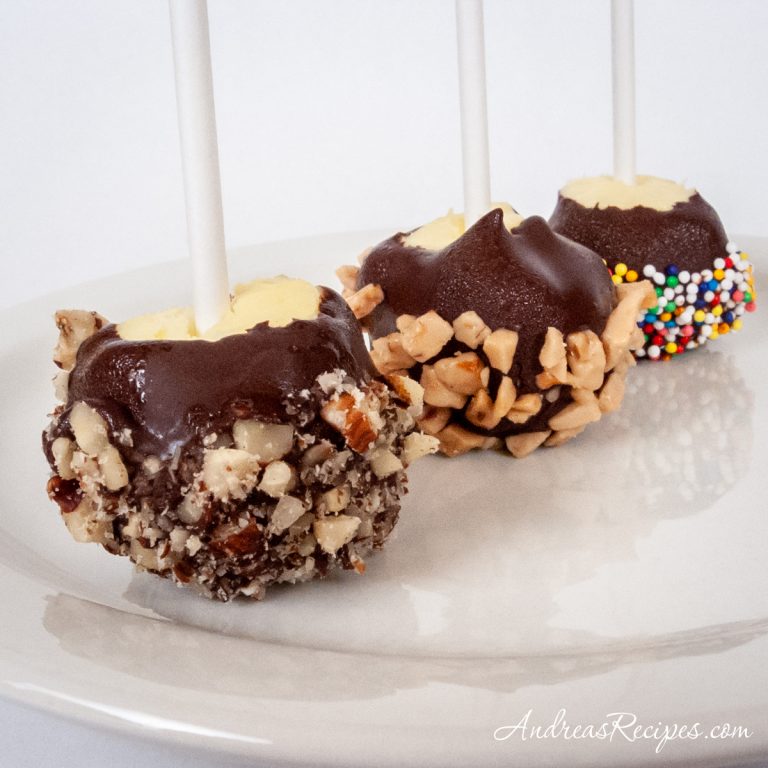 Cheesecake Pops rolled in chocolate - Andrea Meyers