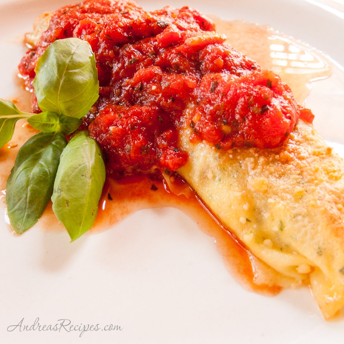 Ricotta and Spinach Stuffed Herb Crepes - Andrea Meyers