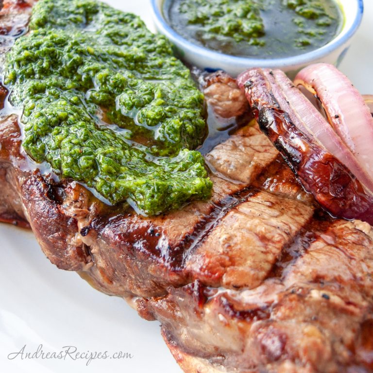 Chimichurri on steak - Andrea Meyers