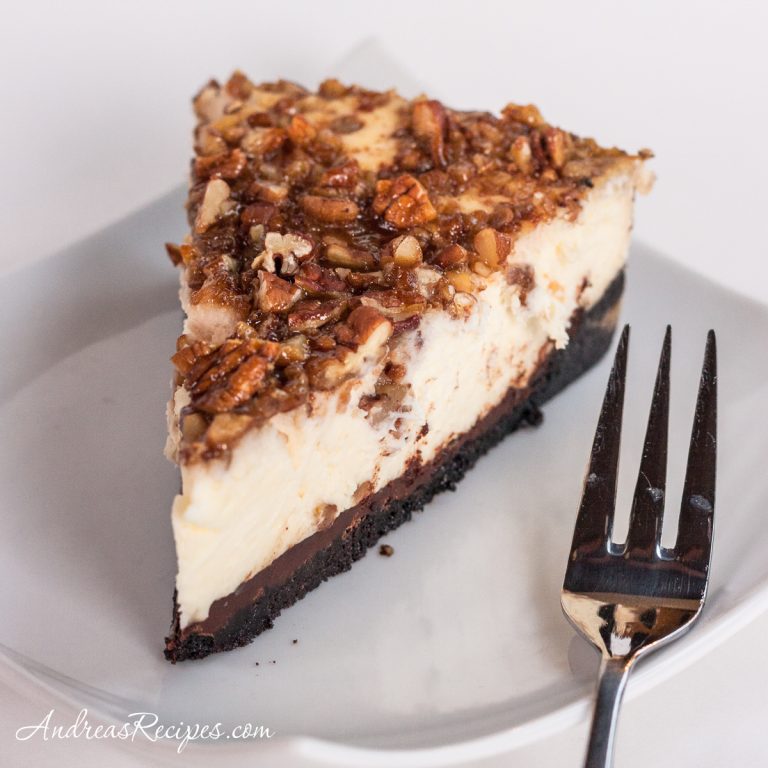 Bourbon Chocolate Pecan Cheesecake - Andrea Meyers