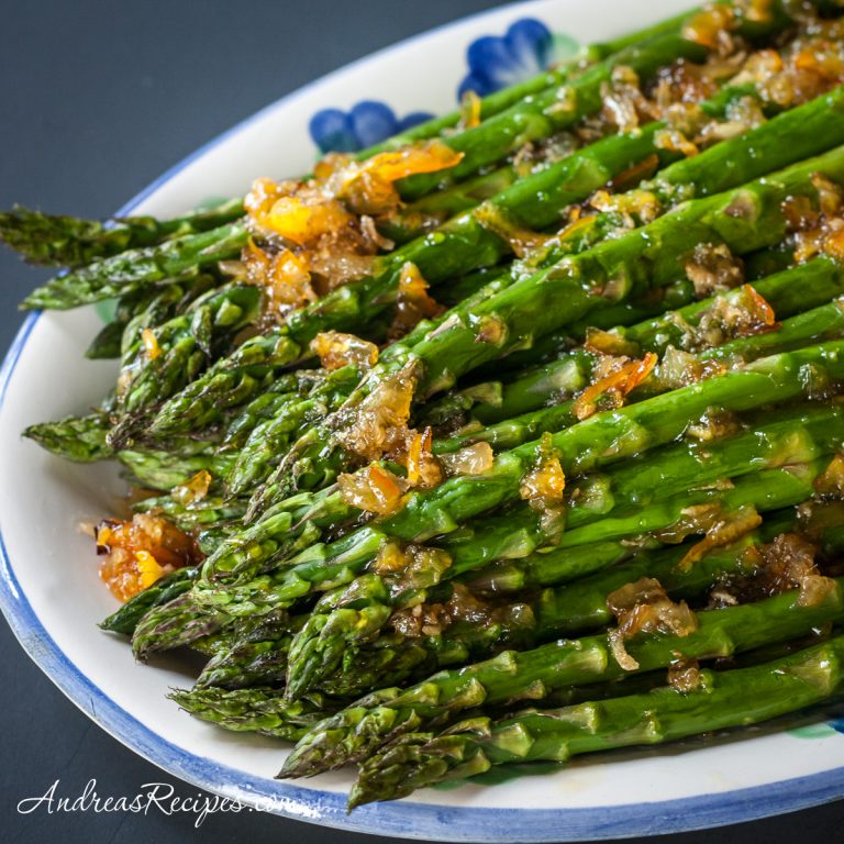 Roasted Asparagus with Orange Ginger Glaze - Andrea Meyers