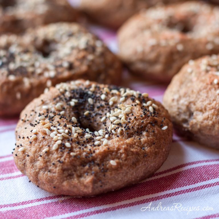 Whole wheat and rye bagels with poppy and sesame seeds - Andrea Meyers