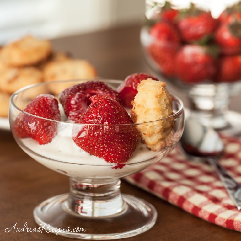 Strawberries and Cream with Macaroons - Andrea Meyers