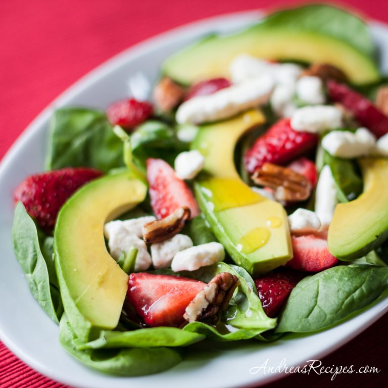 Strawberry Spinach Salad with Avocado and Champagne Vinaigrette - Andrea Meyers