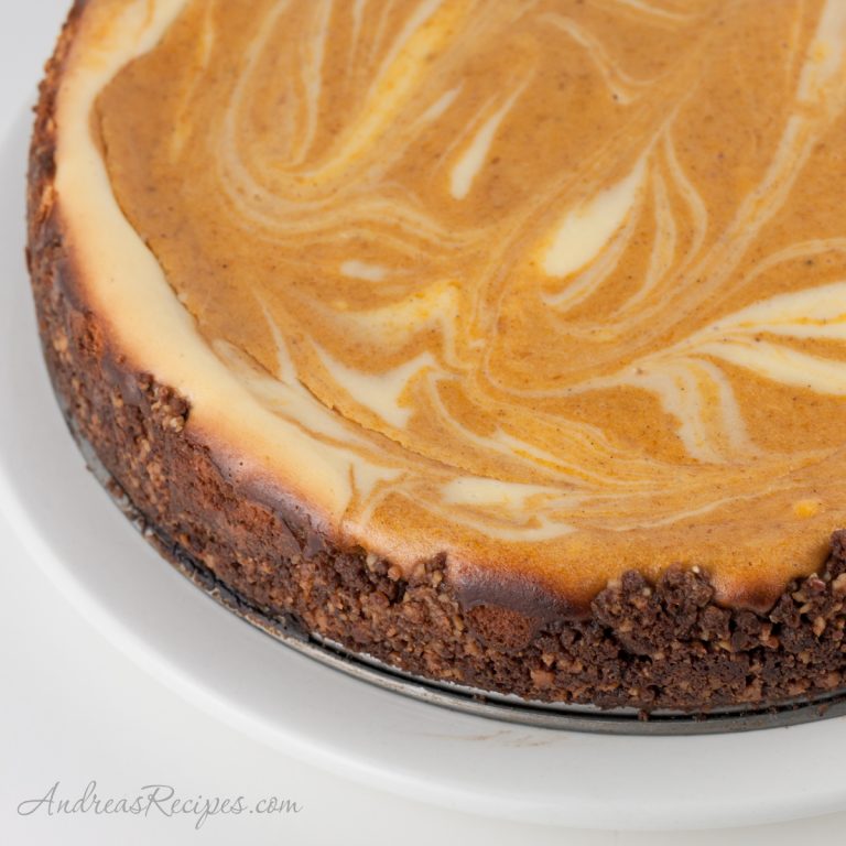 Bourbon Pumpkin Marble Cheesecake - Andrea Meyers