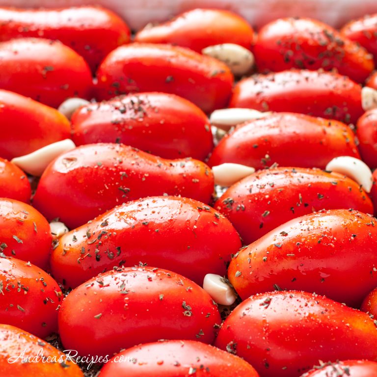 Prepped tomatoes for roasting - Andrea Meyers