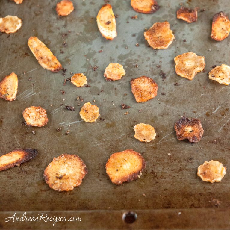 Spicy Oven-Fried Parsnip Chips - Andrea Meyers