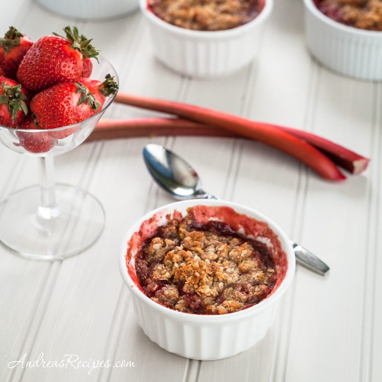 Strawberry Rhubarb Almond Crumble - Andrea Meyers