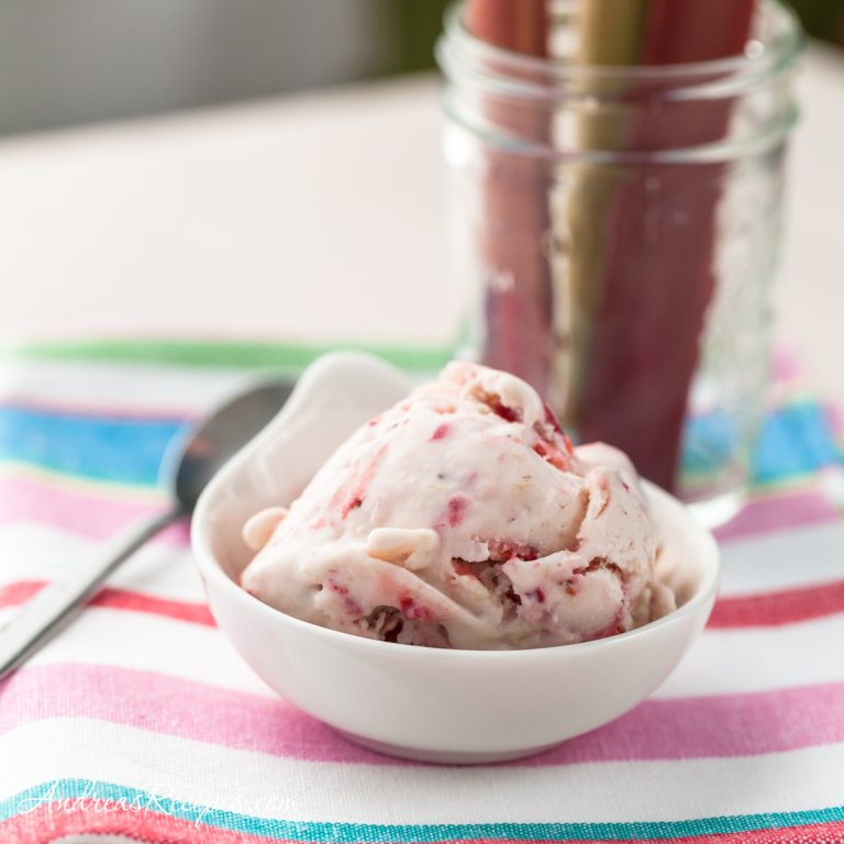 Strawberry Rhubarb Greek Frozen Yogurt - Andrea Meyers