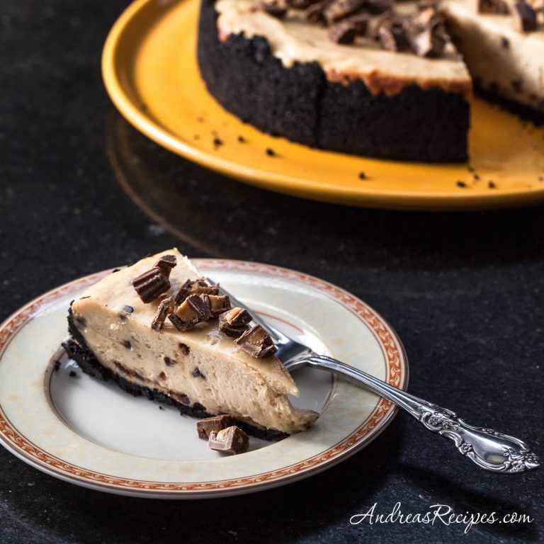 Peanut Butter and Chocolate Cheesecake with Reese’s Minis - Andrea Meyers