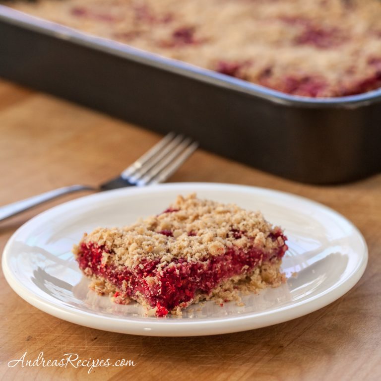 Raspberry Oatmeal Crumble Bars - Andrea Meyers